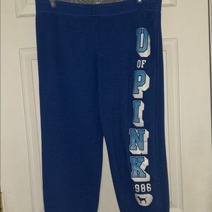 PINK Victoria's Secret Royal Blue Joggers with Graphic Print